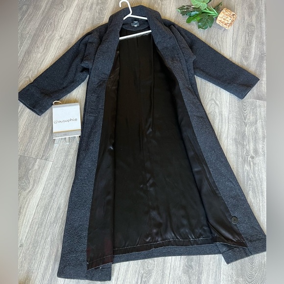 Eileen Fisher 100% boiled wool button front winter coat in charcoal. Size S - Picture 5 of 13